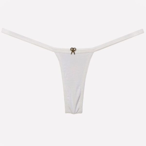 Calcinha Fio Dental em Lycra com Biju - Contente - Imagem 2