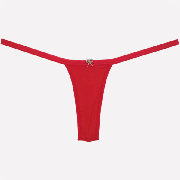 Calcinha Fio Dental em Lycra com Biju - Contente - Imagem 4