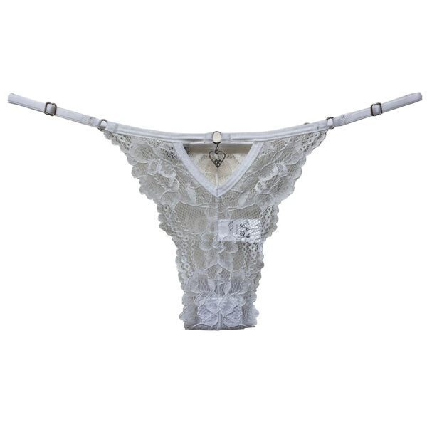 Calcinha em Renda com Detalhe Biju de Coração na Traseira - Quero essa - Branco - Imagem 3