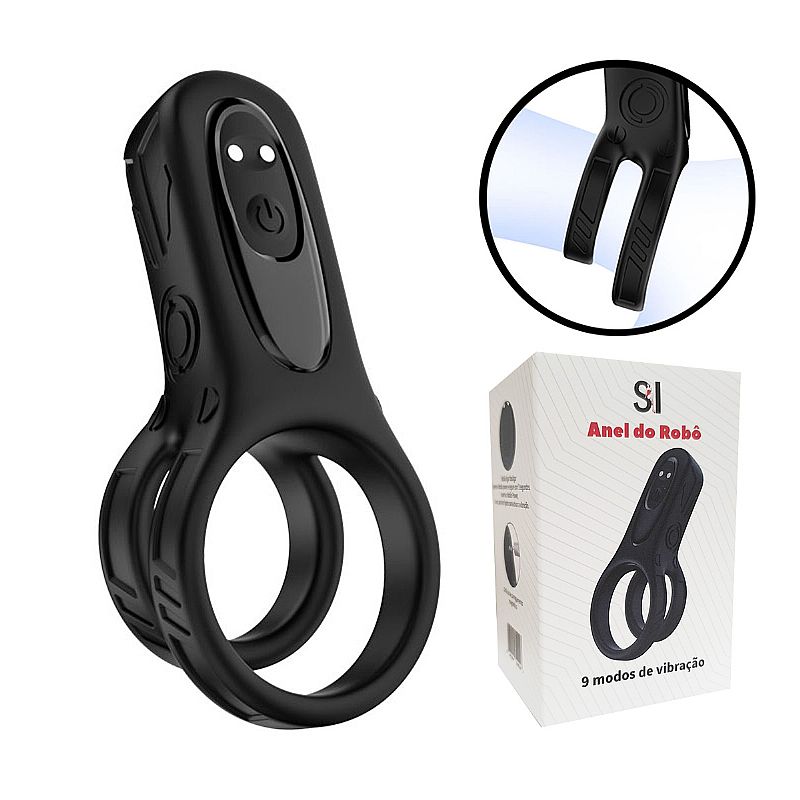 29149-4 Anel Peniano Duplo com Vibrador - Recarregável - Robô - SI - Imagem 1