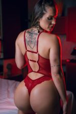 Body Em Tule E Renda Com Cinta Liga Muito Sexy E Elegante - Imagem 2