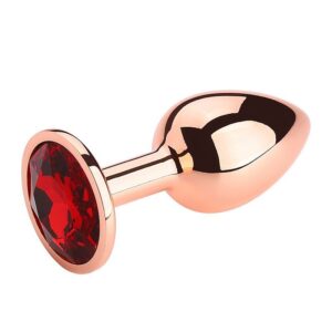 Plug Anal de Aço Rose - com Cristal Brilhante Vermelha - Tamanho P - SI