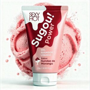 Sugou! Power - Gel Sugador Líquido Sabor Sundae de Morango - Suga, Pulsa e Vibra